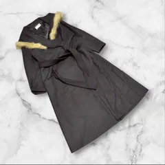 腰紐付き❤【セルフォード】（36）ロングコート アウター ウール フェイクファー