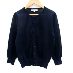 クミキョク 組曲 KUMIKYOKU カーディガン ミドル丈 七分袖 クルーネック 透け感 2 紺 ネイビー /SM15