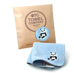 TOWEL COMPANY 今治タオル ハンカチ 22×22cm ギフト 刺繍 動物パレード (パンダ（ライトブルー）) 0