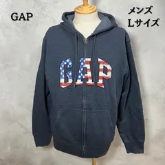 Gap　ギャップ　パーカー　ネイビー　ロゴ　Lサイズ　メンズ　ジップアップ　【B-1 B-2】