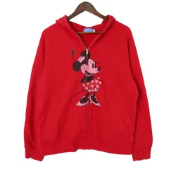 Tokyo Disney RESORT 東京ディズニーリゾート 限定 秋冬 ストレッチ 裏起毛★ ジップ パーカー ミニーマウス Sz.L メンズ