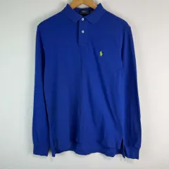 POLO RALPH LAUREN ポロシャツ 長袖 ワンポイントロゴ ロゴ刺繍 ブルー Mサイズ メンズ 古着 ストリート