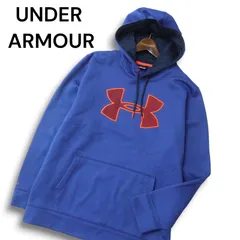 UNDER ARMOUR アンダーアーマー 秋冬 ビッグロゴ★ スウェット 裏起毛 プルオーバー パーカー Sz.XL メンズ ネイビー 大きい