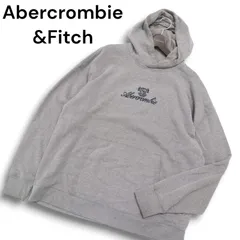 Abercrombie&Fitch アバクロンビー＆フィッチ 刺繍 スウェット 裏起毛 プルオーバー パーカー Sz.XXL メンズ グレー 大きい