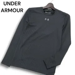 UNDER ARMOUR アンダーアーマー 秋冬 COLD GEAR ロゴ★ 斜めストライプ 長袖 コンプレッション インナー シャツ Sz.M メンズ