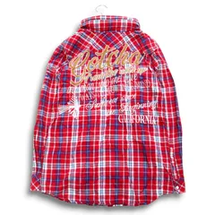GOTCHA ガッチャ 秋冬★ フード収納 ビッグ ロゴ刺繍 長袖 チェック フランネル シャツ Sz.M メンズ サーフ