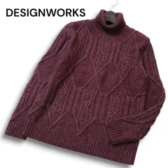 DESIGNWORKS デザインワークス アバハウス 秋冬 ウール混★ デザイン編み タートルネック セーター ニット Sz.M メンズ