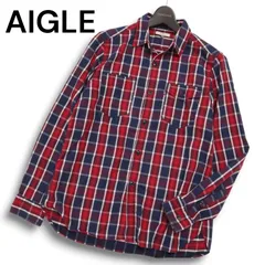 AIGLE エーグル 秋冬★ 長袖 ワーク チェック ネル シャツ Sz.M メンズ アウトドア