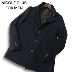 NICOLE CLUB FOR MEN ニコルクラブ フォーメン 秋冬★ 中綿 メルトン ウール シングル コート Sz.46　メンズ ネイビーのサムネイル
