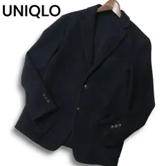 UNIQLO ユニクロ 秋冬★ ウール ブレンド ニット テーラード ジャケット Sz.S メンズ 紺 ネイビー