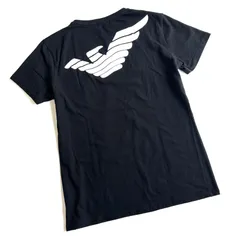 ◎価格交渉OK◎【美品】EMPORIO ARMANI エンポリオアルマーニ　半袖　Tシャツ　Vネック　バックプリント　伸縮性　日本製　黒　大きいサイズ　XL