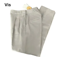【Vis/ビス】テーパードパンツ ウールタッチ タック入り シワになりくにい グレー系 自宅洗濯OK （中古・未使用）