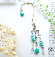 天然石（アマゾナイト）のイヤーフック