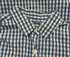 無印良品　ギンガムチェックシャツ　長袖上質コットン　M 青チェックブルー