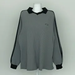 長袖 ポロシャツ スウェット トップス グレー×ブラック スポーティー ゆるだぼ ヴィンテージ風 R10279