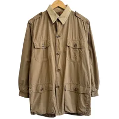 BANANA REPUBLIC バナナリパブリック 旧タグ サファリジャケット 襟コーデュロイ 裏地チェック柄 エポレット フロントボタン 茶色 ブラウン ベージュ No.H940のサムネイル