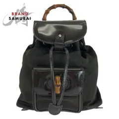 美品 GUCCI グッチ バンブー ブラウン シルバー金具 キャンバス