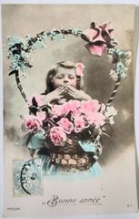 ドールと少女 フランス ヴィンテージ ポストカード アンティーク