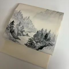 名古屋帯 塩瀬 長尺 上品な染め 九寸 正絹 着物 MA-683