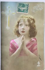 ドールと少女 フランス ヴィンテージ ポストカード アンティーク