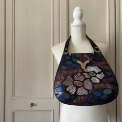 花柄 バッグ 総柄 ドット 本革 レザー leather bag 一点もの　レトロ　お呼ばれ　デート　オフィスカジュアル　食事会