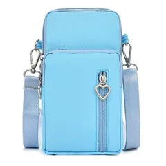 [Honesty Mouth] スマホポーチ ケース 斜めがけ ミニ ショルダー バッグ アームポーチ 防水 レディース かわいい ハート形 プラー(引き手) (08:スカイブルー) 1