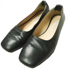 FABIO RUSCONI ファビオルスコーニ イタリア製 スクエアトゥフラットパンプス 35(22.5cm-23cm) ブラック シューズ g16124