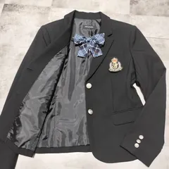 【美品】Pom Ponette junior　2点セット 銀ボタン ワッペン ブレザー　Lサイズ 160cm　ブラック 黒色　テーラード　混ブレ　フォーマル 入学 卒業 卒園 イベント 発表会