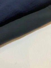 計4m 国産　コットンボイルワッシャー　黒　ネイビー　ハギレ　生地