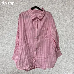 tiptop ピンクと白のストライプ長袖シャツ Fサイズ