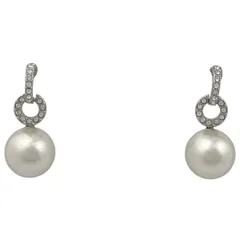 スワロフスキー SWAROVSKI クリスタル デザイン ピアス スイング ジルコニア ピアス メタル フェイクパール シルバー ホワイト レディース 【中古】
