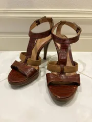 sergio rossi セルジオロッシ Tストラップ ハイヒール サンダル ブラウン 35 1/2 23cm