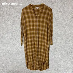 niko and ... チェック柄ブラウンVネック長袖ワンピース Mサイズ