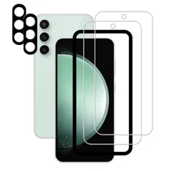 【人気商品】カメラフィルム ガラスフィルム 用 SCG24 FE カバー S23 Galaxy 強化ガラス 保護フィルム 日本素材製 KPNS 【2+2枚セット】ガイド枠付き