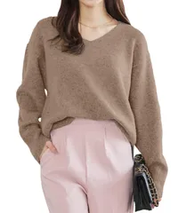 【人気商品】セーター トップス レディース ニット 洗えるニット ゆったり 体型カバー 長袖 [神戸レタス] 無地 秋 冬 [C6301]