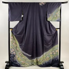 バイセル 着物 名品 訪問着 ベージュ 墨流し風 幾何学 ぼかし 正絹 袷（10月～5月） 156cm Mサイズ☆☆☆☆