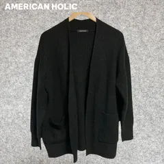 AMERICAN HOLIC ブラックニットカーディガン 長袖 ポケット付き Fサイズ