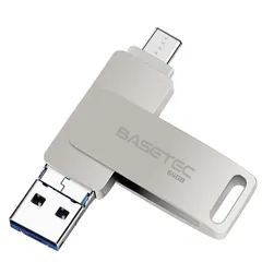 新品 BASETEC 64GB USBメモリ スマホ用 3in1 フラッシュドライブ Lightnin/Type-C/USB3.0 PC パソコン 高速データ転送 iphoneデータ移行 iOS/Android/Mac対応 シルバー