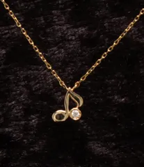 美品 スタージュエリー ネックレス K18 ダイヤ 0.01ct 音符モチーフ レディース STAR JEWELRY