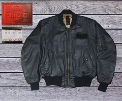 美品⁑レザージャケット MA-1 ヴィンテージ品 牛革 フード ベンチ