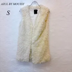 e5762 【アズールバイマウジー】レディース ファーベスト S オフホワイト エコファー ふわもこ 秋冬 羽織り アウター