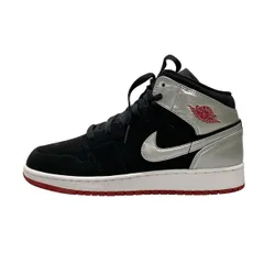 NIKE(ナイキ) スニーカー 24.5 レディース美品  AIR JORDAN 1 MID GS/エア ジョーダン 1 ミッド 554725-057 黒×メタリックシルバー