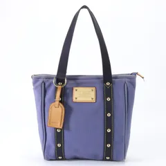 ルイヴィトン アンティグア カバ MM ブルー M40087 レザー キャンバス トート バッグ ショルダー 通勤 メンズ レディース EEM S20-4【中古】