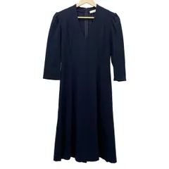 kay meケイミー　衿なし前リボンジャージーワンピース ネイビー　五部袖 kay meケイミー 衿なし前リボンジャージーワンピース ネイビー 五部袖