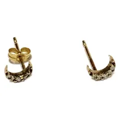 agete(アガット) ピアス - K10PG×ダイヤモンド 片側0.02カラット/片側5Pダイヤ/月モチーフ