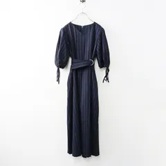2024年 ロイスクレヨン Lois CRAYON ピンストライプワンピース M ネイビー┃パフスリーブドレス ロングチュニック【2400014652932】