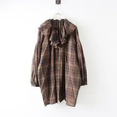美品 人気アイテム 2025年 スタジオクリップ studio CLIP 高山都さんコラボ フリルブラウス F ブラウンチェック┃シャツ【2400014661460】