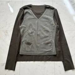 HIROKO KORINO TRUNK ヒロココシノトランク ニット×パワーネット トップス カーキ ストレッチ 伸縮性 38 Mサイズ 美品