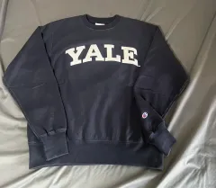 チャンピオンリバースウィーブ復刻USA製Ｌサイズ美品YALE紺色ラバープリント チャンピオンリバースウィーブ復刻USA製Lサイズ美品YALE紺色ラバー