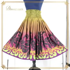 フラダンス 衣装 パウスカート グリーン系 セキノレーシングスポーツ シングル フラ ダンス ティアレ柄 ラウアエ柄 ハワイアン 緑 黒 紫 茶 グラデーション 花柄 アロハ スカート かわいい 落ち着いた色 日本製 ブラウン系 パープル系 ブラック系